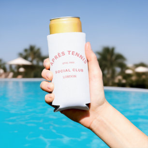 Après Tennis Social Club Pink Custom Crest Seltzer Can Cooler