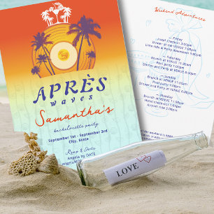Après Waves Retro Vinyl Coastal Beach Bachelorette Invitation