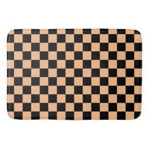 Apricot and Black Chequered Vintage Bath Mat