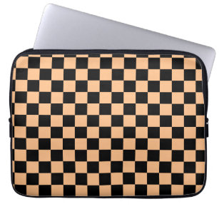 Apricot and Black Chequered Vintage Laptop Sleeve