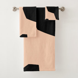 Apricot and Black Geometric Bath Towel Set