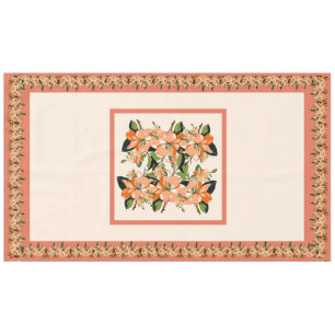 Apricot Azalea on Cream 60" x 104" Tablecloth
