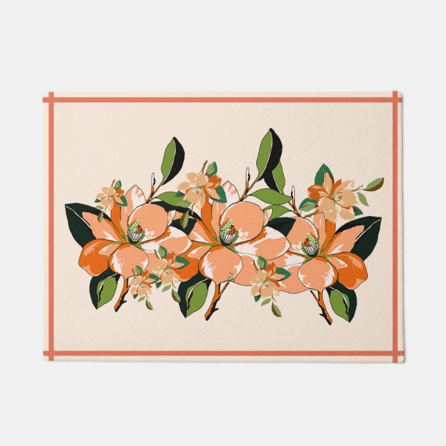 Apricot Azalea on Cream Doormat (Front)