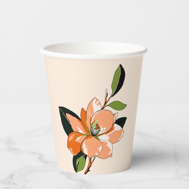 Apricot Azalea on Cream  Paper Cups (Front)