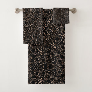 Apricot Beige Mandala with Elegant Symmetry Bath Towel Set