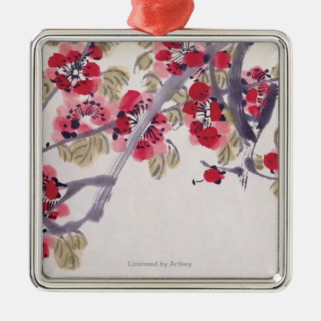 Apricot Blossoms Metal Tree Decoration (Front)