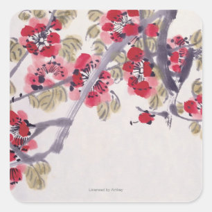 Apricot Blossoms Square Sticker