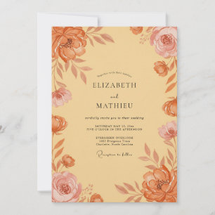 Apricot Butter Ranunculus Eucalyptus Wedding Invitation