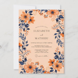 Apricot Captivating Botanical Wedding Invitation