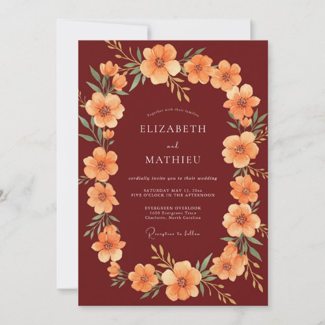 Apricot Captivating Harvest Wedding Invitation (Front)