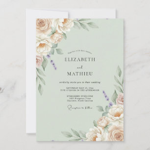Apricot Champagne Petal Wedding Invitation