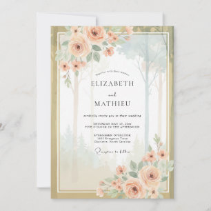 Apricot Champagne Ranunculus Muted Eucalyptus Wedd Invitation
