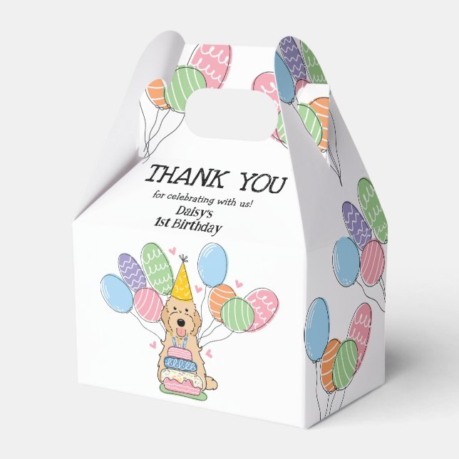 Apricot Cockapoo Cavapoo Birthday Thank You Favour Box (Front Side)