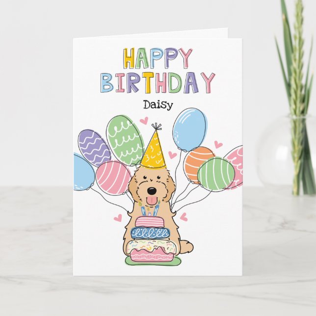 Apricot Cockapoo Cavapoo Dog Happy Birthday Card (Front)