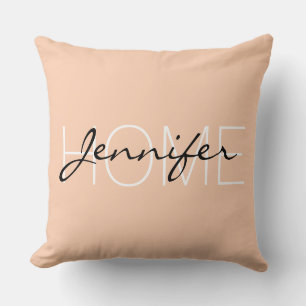 Apricot colour home monogram cushion