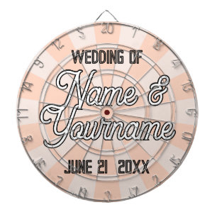 Apricot Colour Your Wedding Names and Date Dartboard