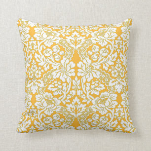Apricot Cream Vintage Floral Damask Lace Pattern Cushion