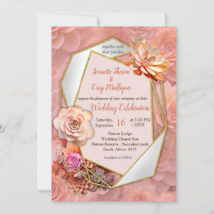 Apricot Crush Colour 2024 with Succulents Invitation