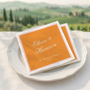 Apricot Crush Orange Pink Bold Wedding Napkins