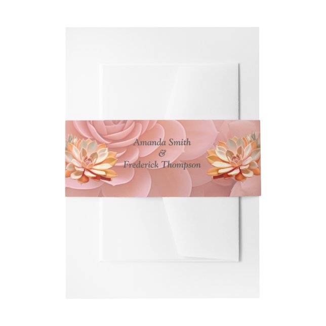 Apricot Crush Succulent Colours Invitation Belly Band (Front Example)