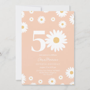 Apricot Daisy 50th Birthday Invitation