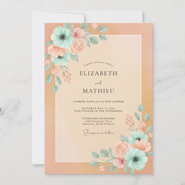 Apricot Delicate Spring Wedding Invitation (Front)