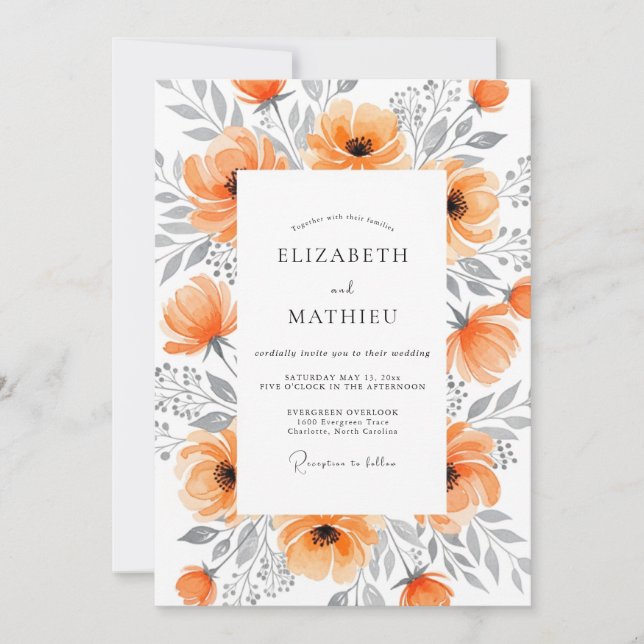 Apricot Elegant Spring Wedding Invitation (Front)