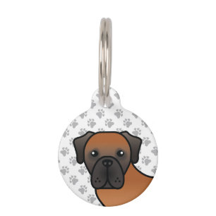 Apricot English Mastiff Cartoon Dog & Pet's Info Pet Tag