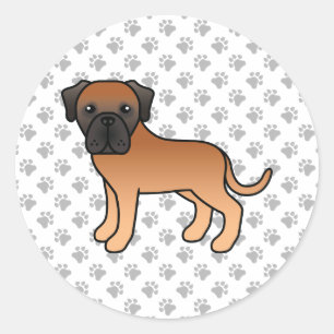 Apricot English Mastiff Cute Cartoon Dog Classic Round Sticker