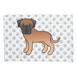 Apricot English Mastiff Cute Cartoon Dog & Paws Pillowcase