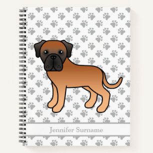Apricot English Mastiff Cute Cartoon Dog & Text Notebook