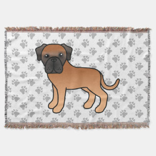Apricot English Mastiff Cute Cartoon Dog Throw Blanket