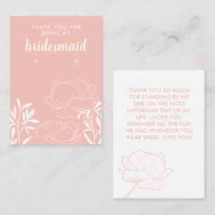 Apricot Floral Bridesmaid Thank You Earring Business Card