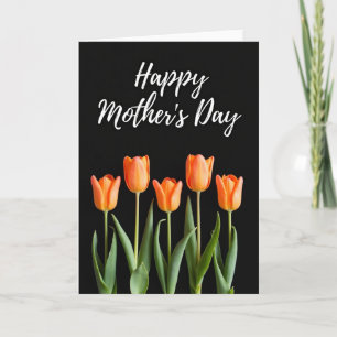 Apricot Floral Buds Black Card