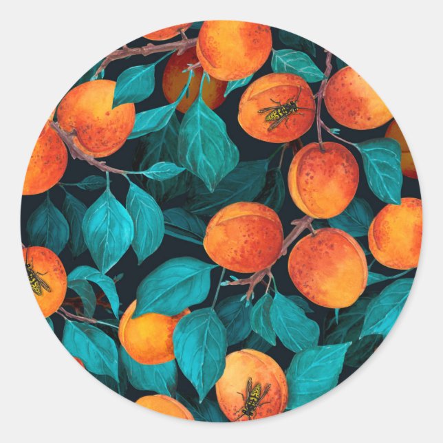Apricot garden 2 classic round sticker (Front)