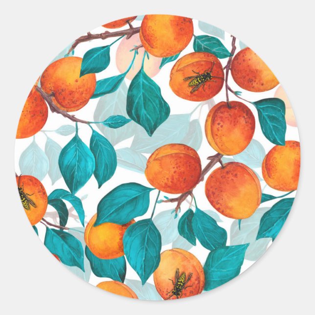 Apricot garden 4 classic round sticker (Front)