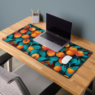 Apricot garden on dark blue desk mat