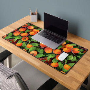 Apricot garden on dark green desk mat