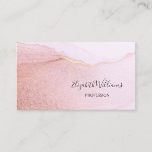 Apricot Gold Ink Marble   QR Code Business Card