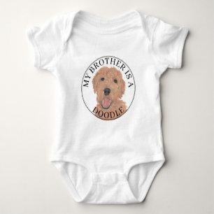 Apricot Golden Doodle Dog Big Brother Baby Bodysuit