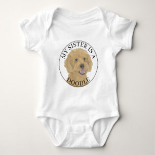 Apricot Golden Doodle Dog Big Sister Baby Bodysuit