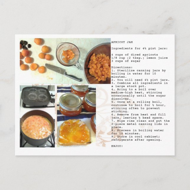 Apricot Jam Recipe Postcard (Front)