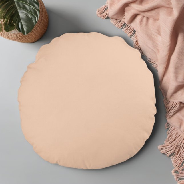 Apricot Light Peach Minimalist Solid Colour  Round Cushion (Creator Uploaded)