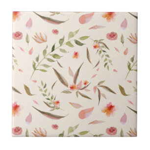 Apricot, Mauve, Taupe Floral Clear Image Seamless Tile