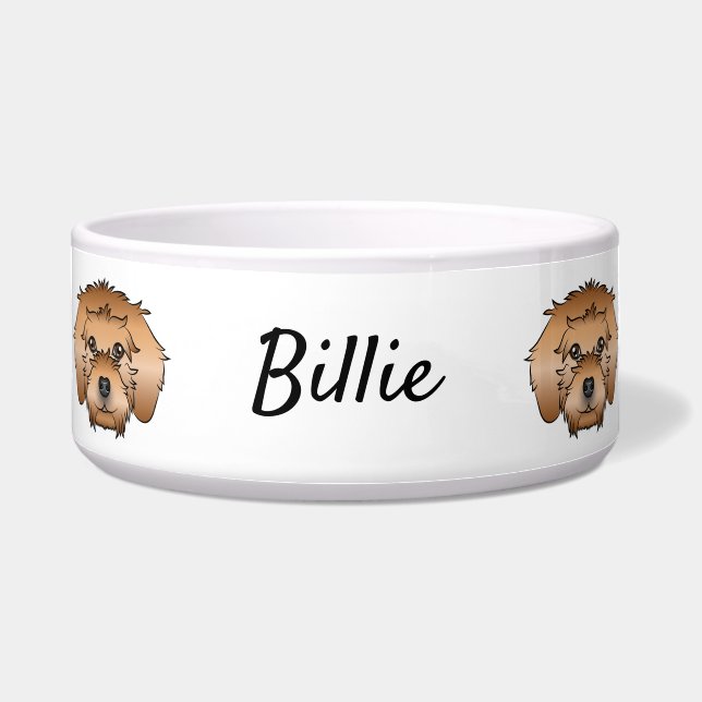Apricot Mini Goldendoodle Cartoon Dog Heads & Name (Front)