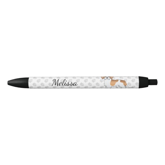 Apricot Mini Goldendoodle Cartoon Dog & Name Black Ink Pen (Front)