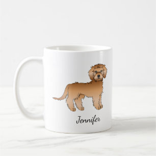 Apricot Mini Goldendoodle Cartoon Dog & Name Coffee Mug