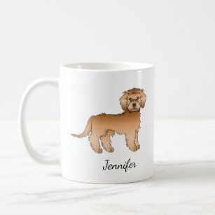Apricot Mini Goldendoodle Cartoon Dog & Name Coffee Mug