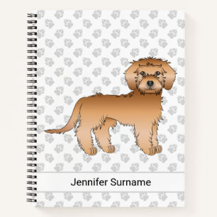 Apricot Mini Goldendoodle Cartoon Dog & Text Notebook