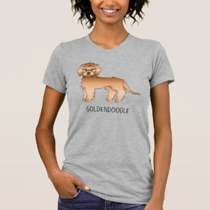 Apricot Mini Goldendoodle Cartoon Dog & Text T-Shirt